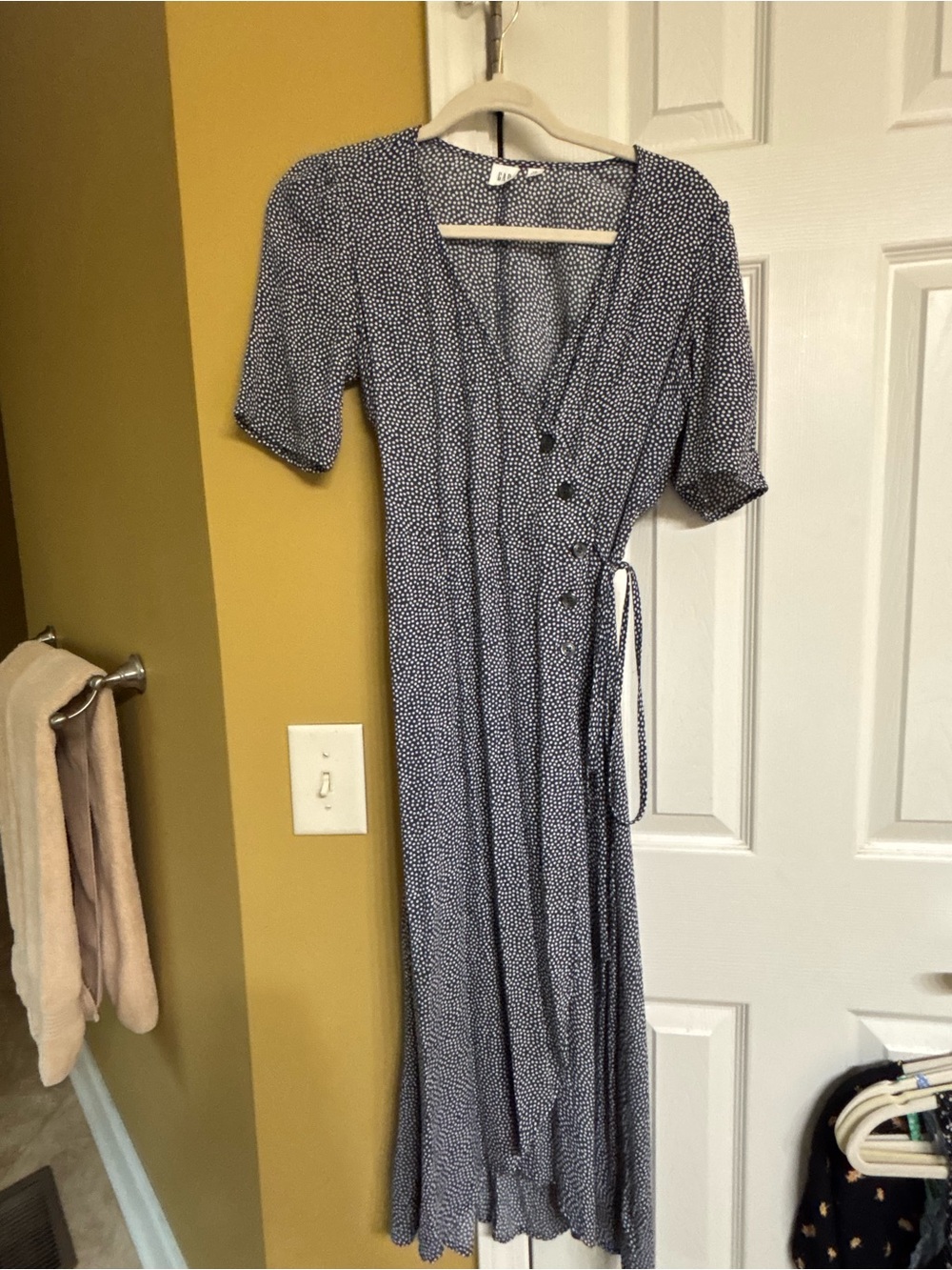 Womenβs Blue Polka Dot Wrap Dress
